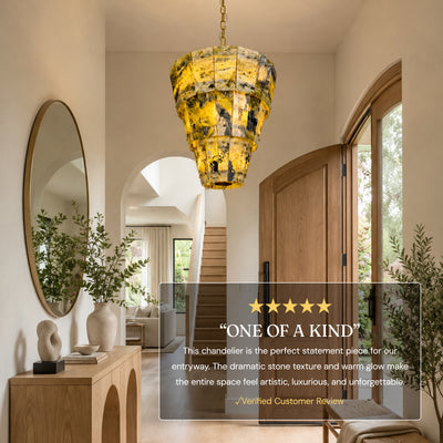 Pietra Green Marble Round Chandelier 31.4"D