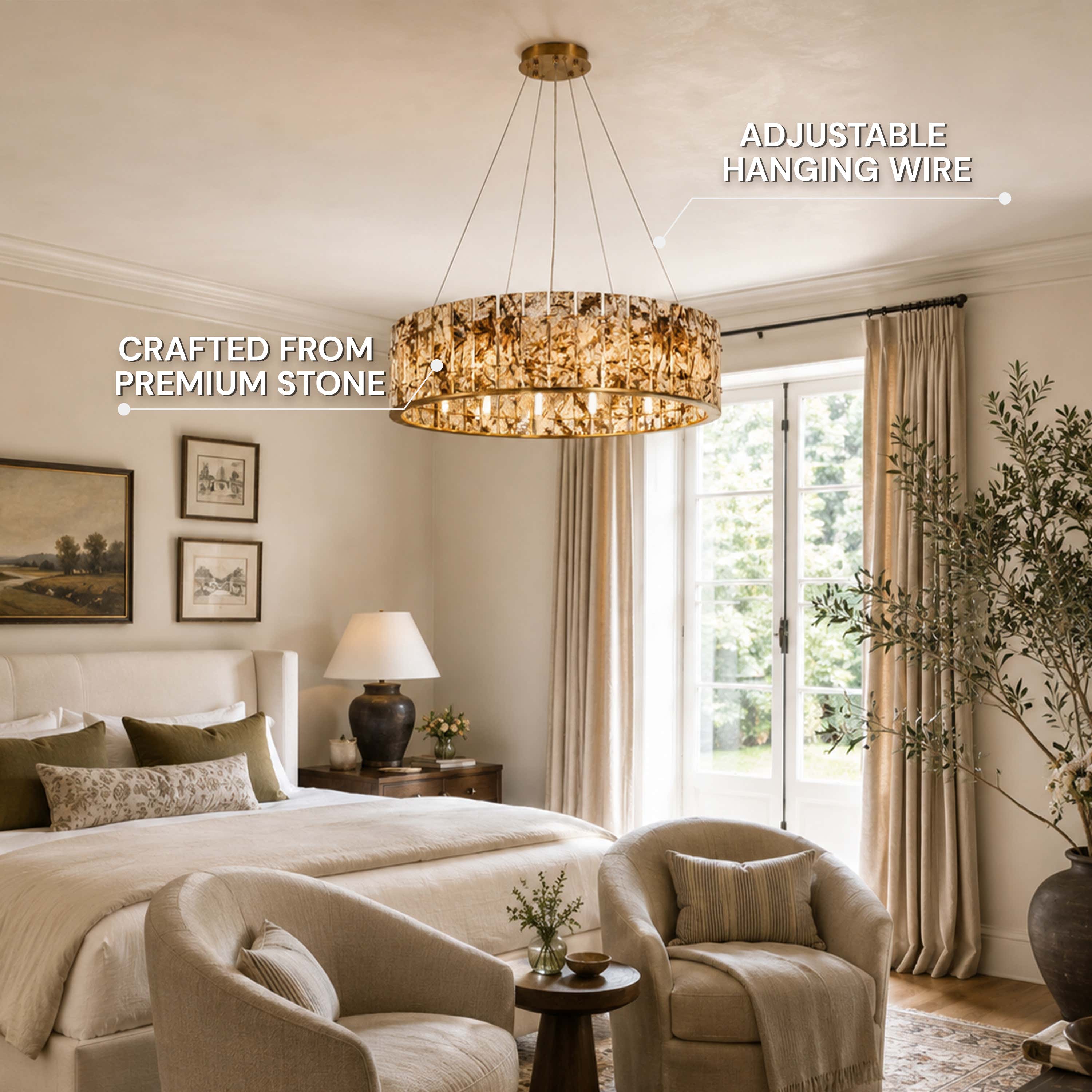 Pietra Marble Round Chandelier 23.6"D