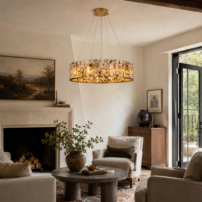 Pietra Amber Marble Round Chandelier 23.6"D