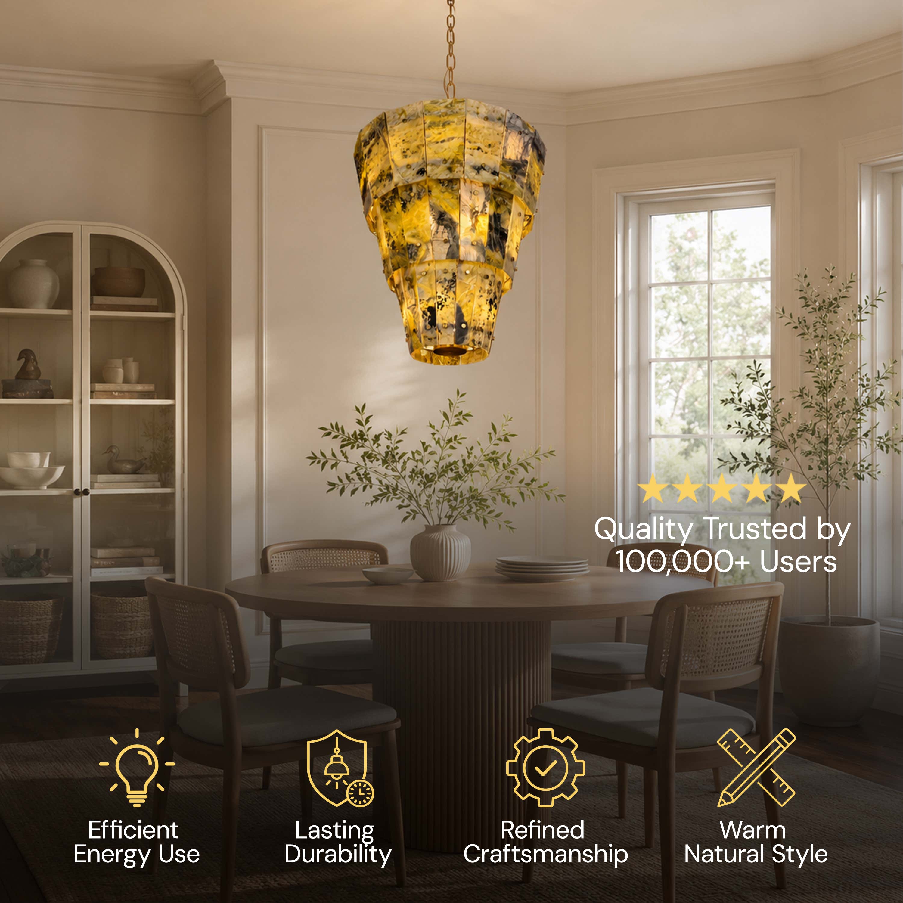 Pietra Green Marble Round Chandelier 31.4"D