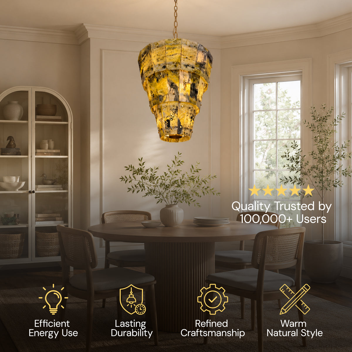 Pietra Green Marble Round Chandelier 31.4"D