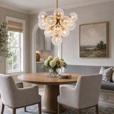 Elowen Crackled Glass Cluster Round Chandelier