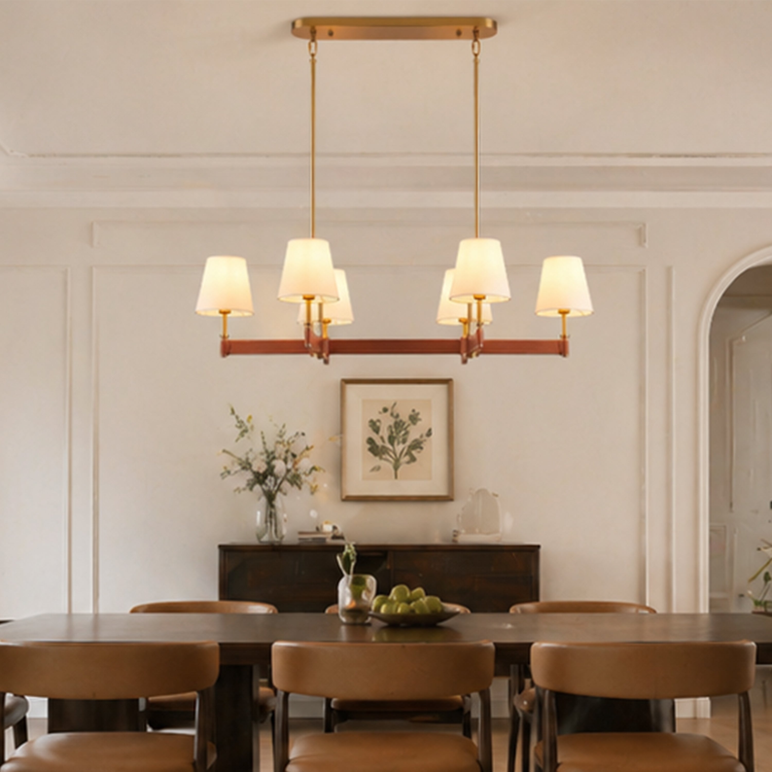 Corvella Leather Linear Chandelier 51"W