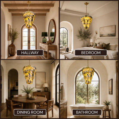 Pietra Green Marble Round Chandelier 31.4"D