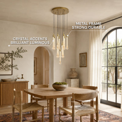 Olivene Glass Teardrop Round Chandelier 4.7"D