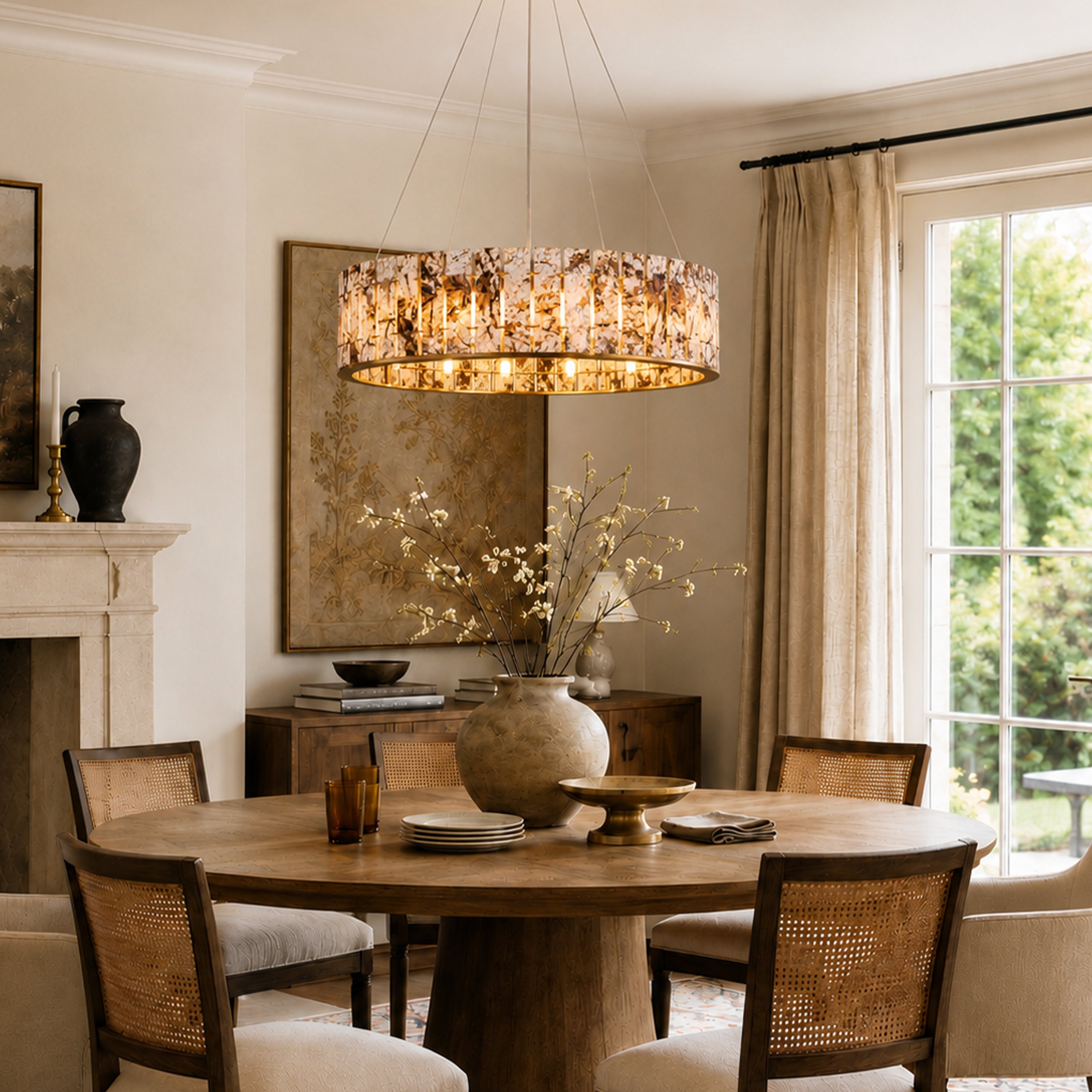 Pietra Amber Marble Round Chandelier 23.6"D