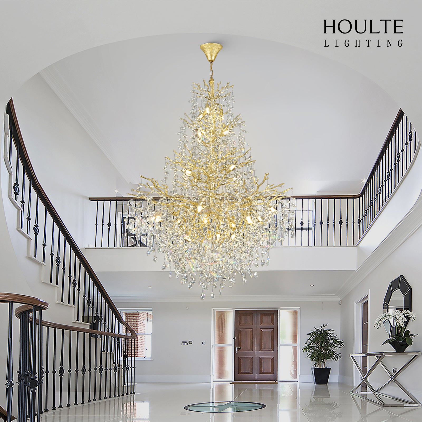 Frostleaf Crystal Cascade Grand Staircase Chandelier 65"H