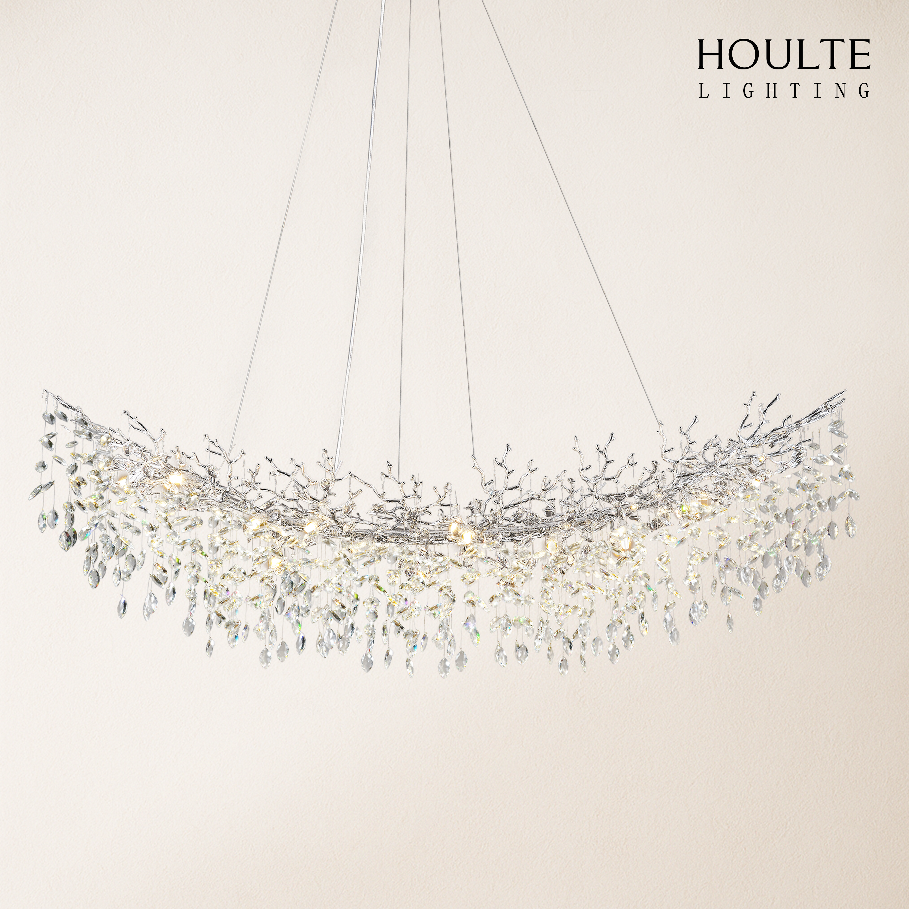 Frostleaf Crystal Cascade Tree Branch Linear Chandelier 72"