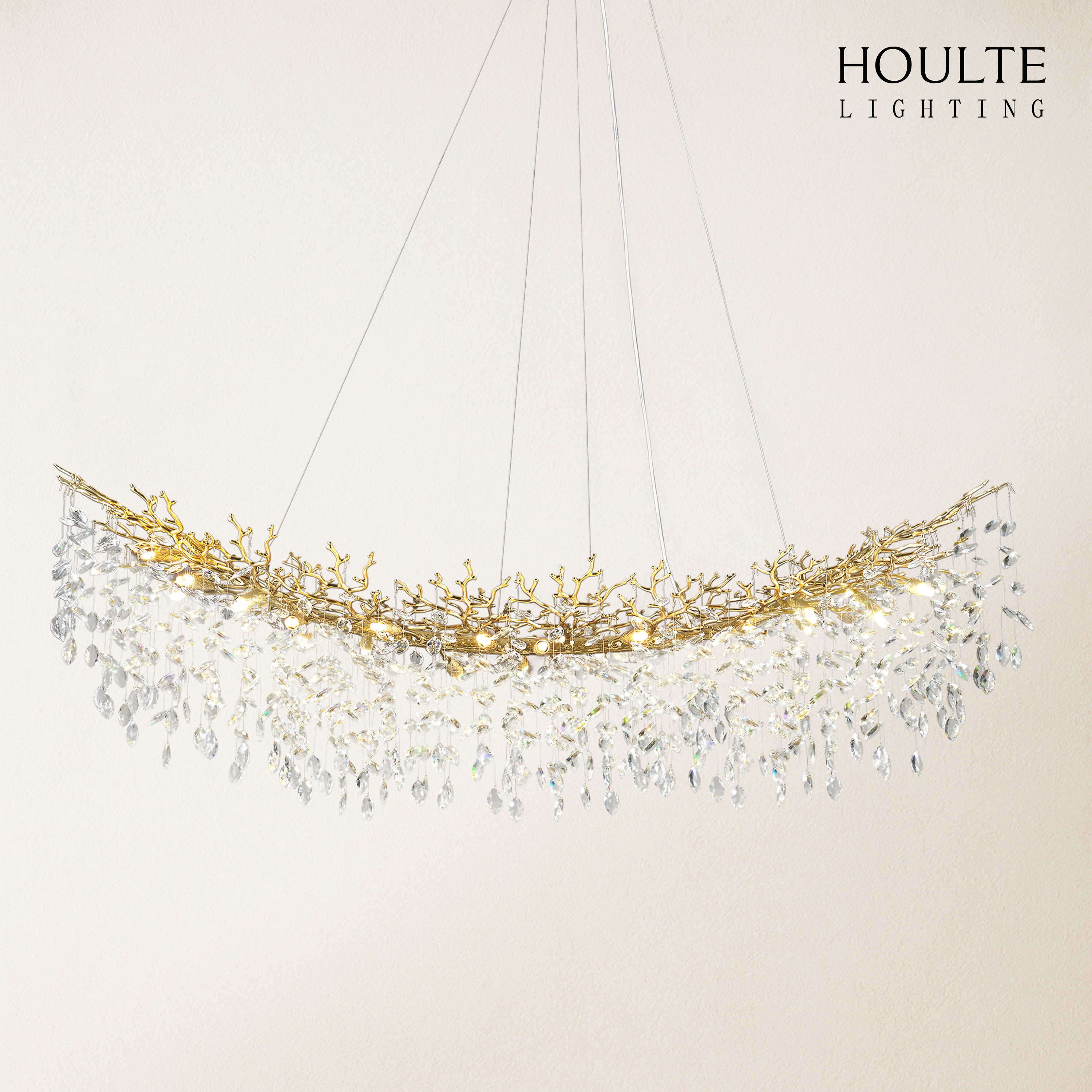 Frostleaf Crystal Cascade Tree Branch Linear Chandelier 72"