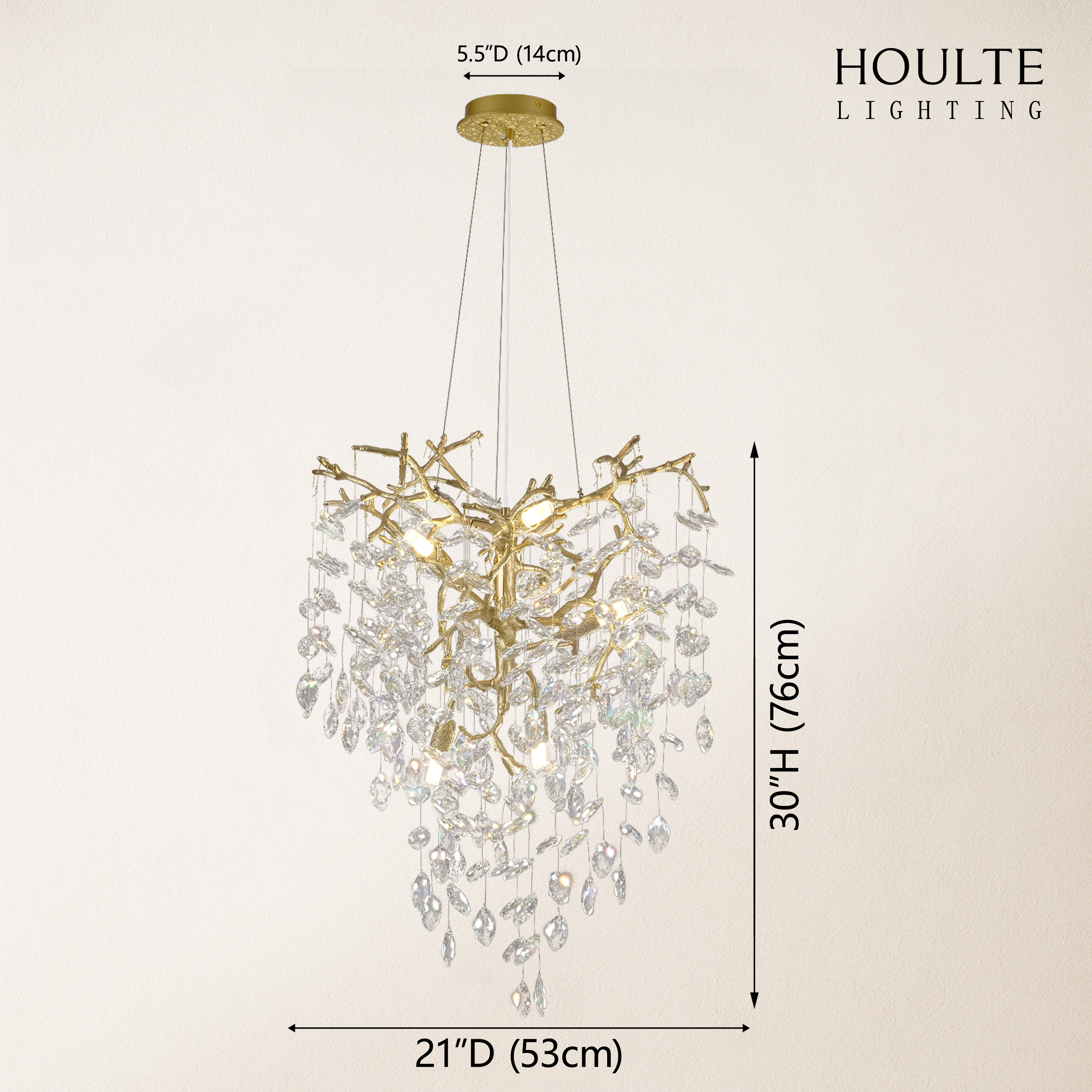Frostleaf Crystal Grand Cascade Branches Chandelier 21''
