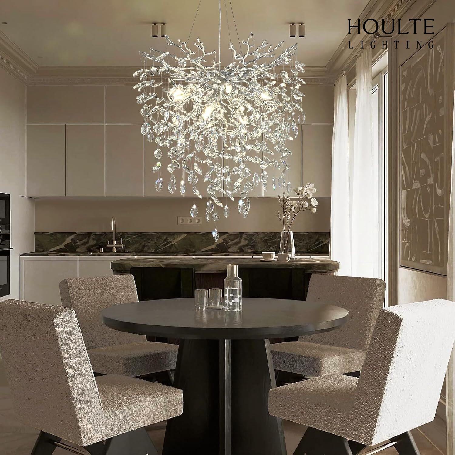 Frostleaf Crystal Grand Cascade Branches Chandelier 24''