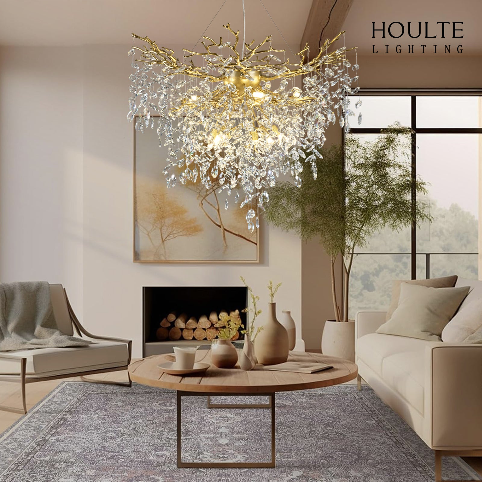 Frostleaf Crystal Grand Cascade Branches Chandelier 40''