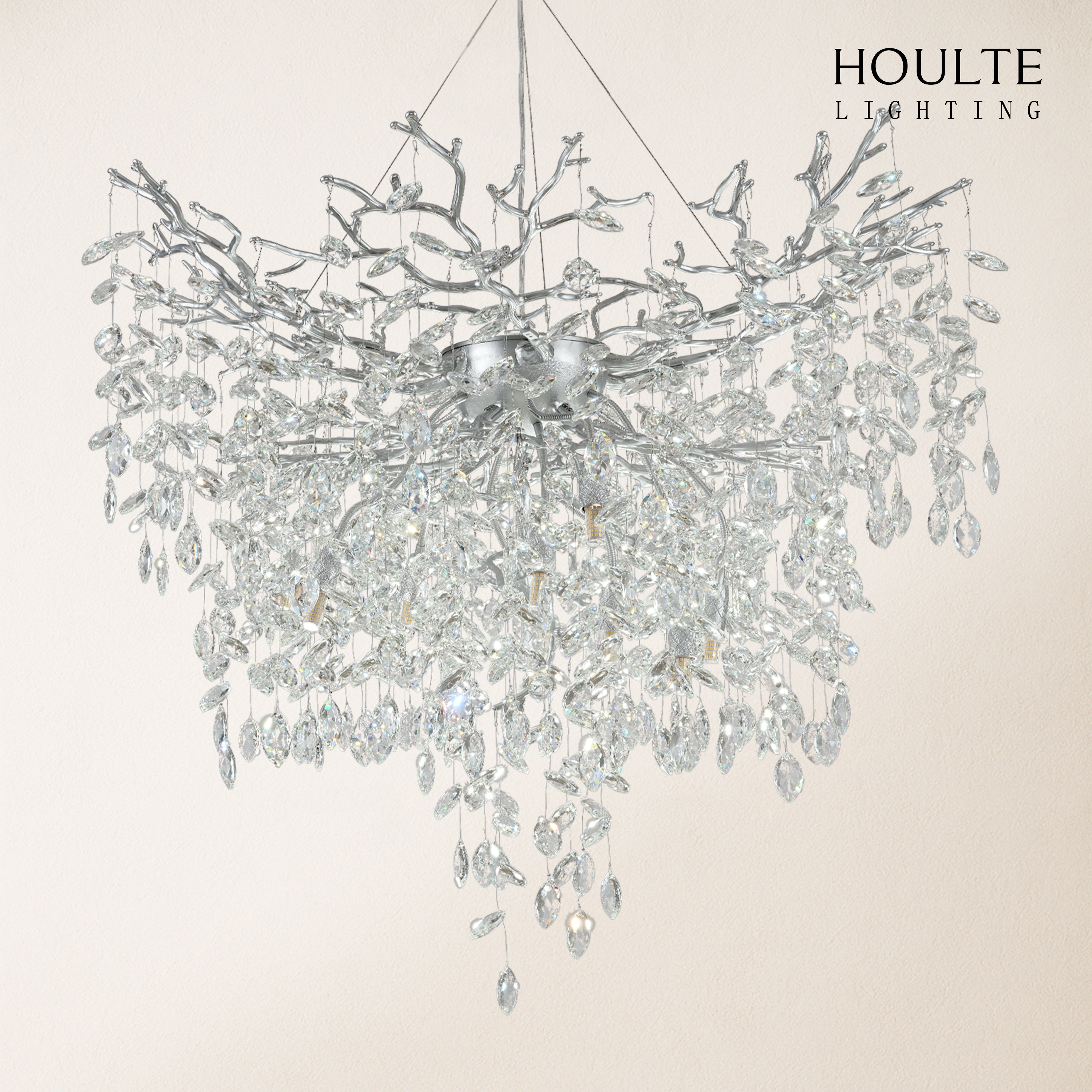 Frostleaf Crystal Grand Cascade Branches Chandelier 40''