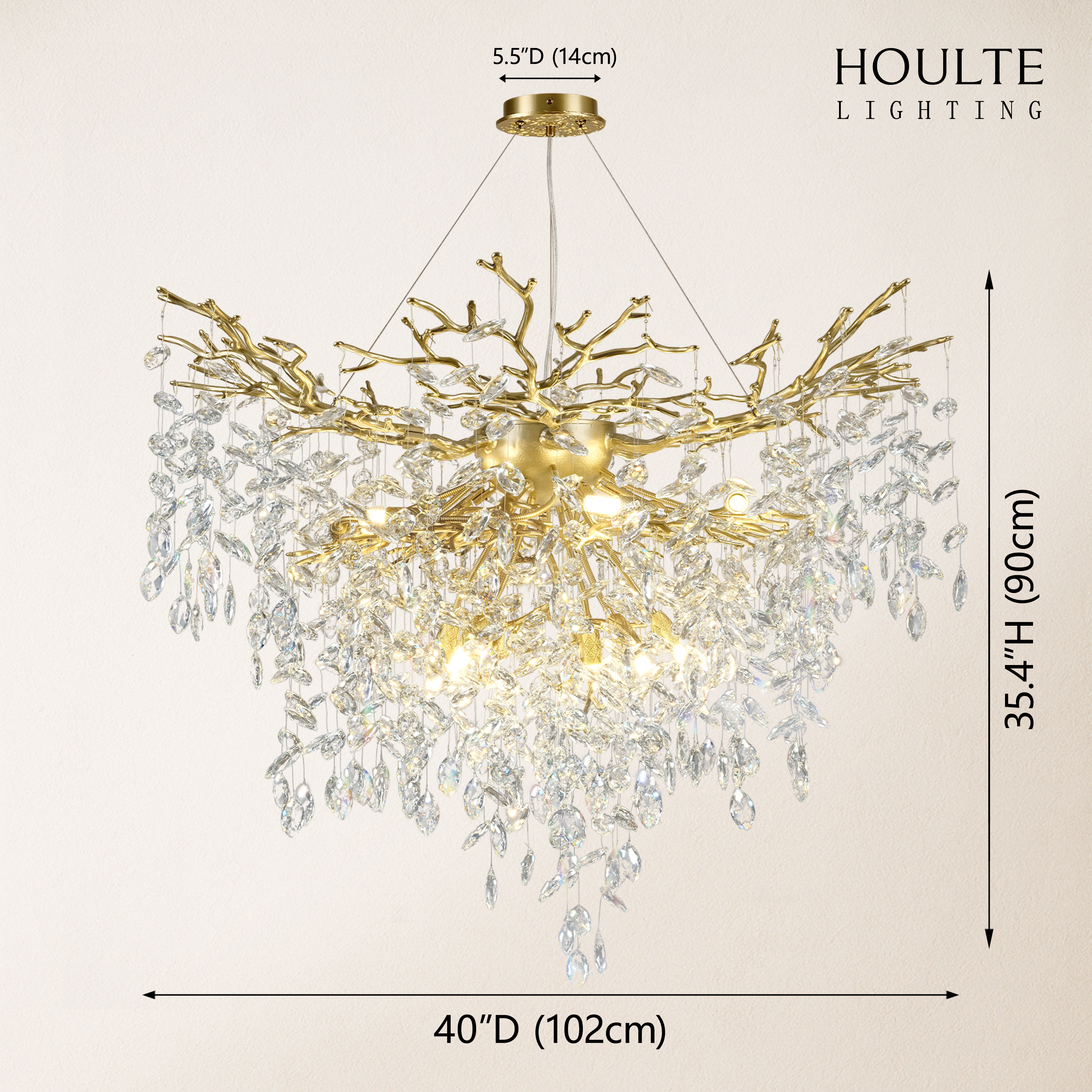 Frostleaf Crystal Grand Cascade Branches Chandelier 40''