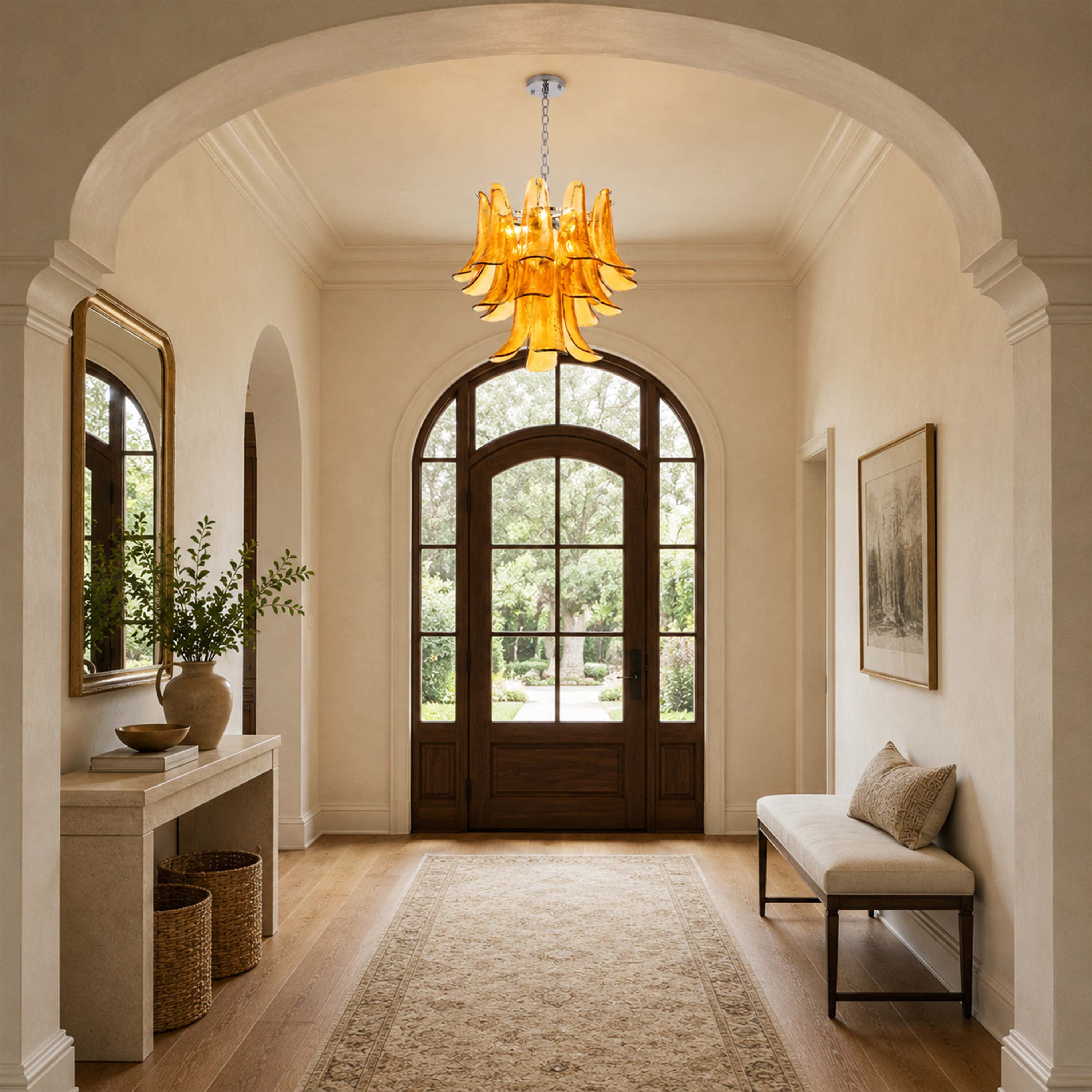 Nivelle Textured Glass Petal Chandelier 19.6"D