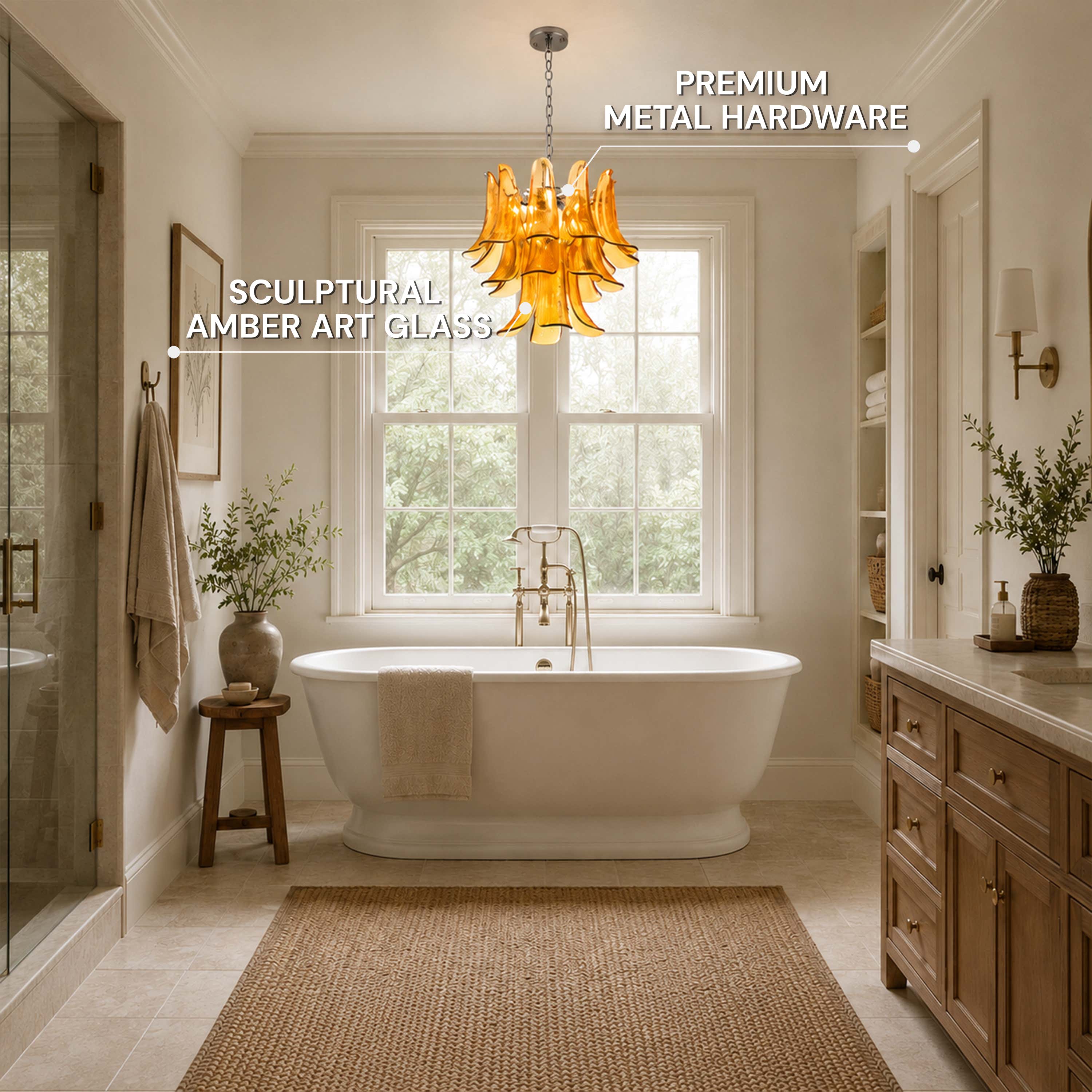 Nivelle Textured Glass Petal Chandelier 19.6"D