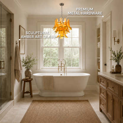 Nivelle Textured Glass Petal Chandelier 19.6"D