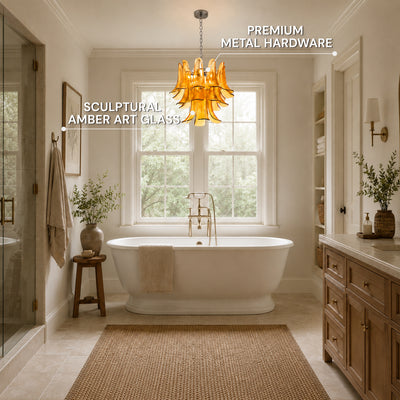Nivelle Textured Glass Petal Chandelier 19.6"D