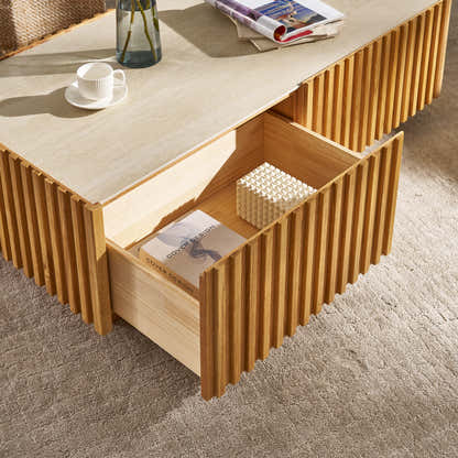 Isla Oak Sintered Stone Rectangle Coffee Table 47"