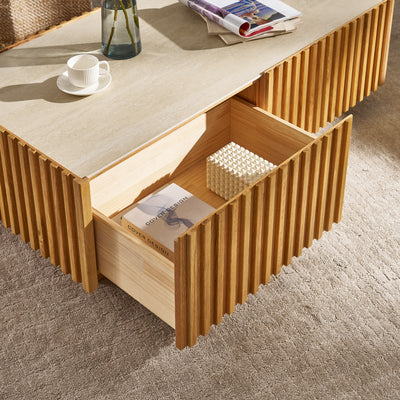 Isla Oak Sintered Stone Rectangle Coffee Table 47"