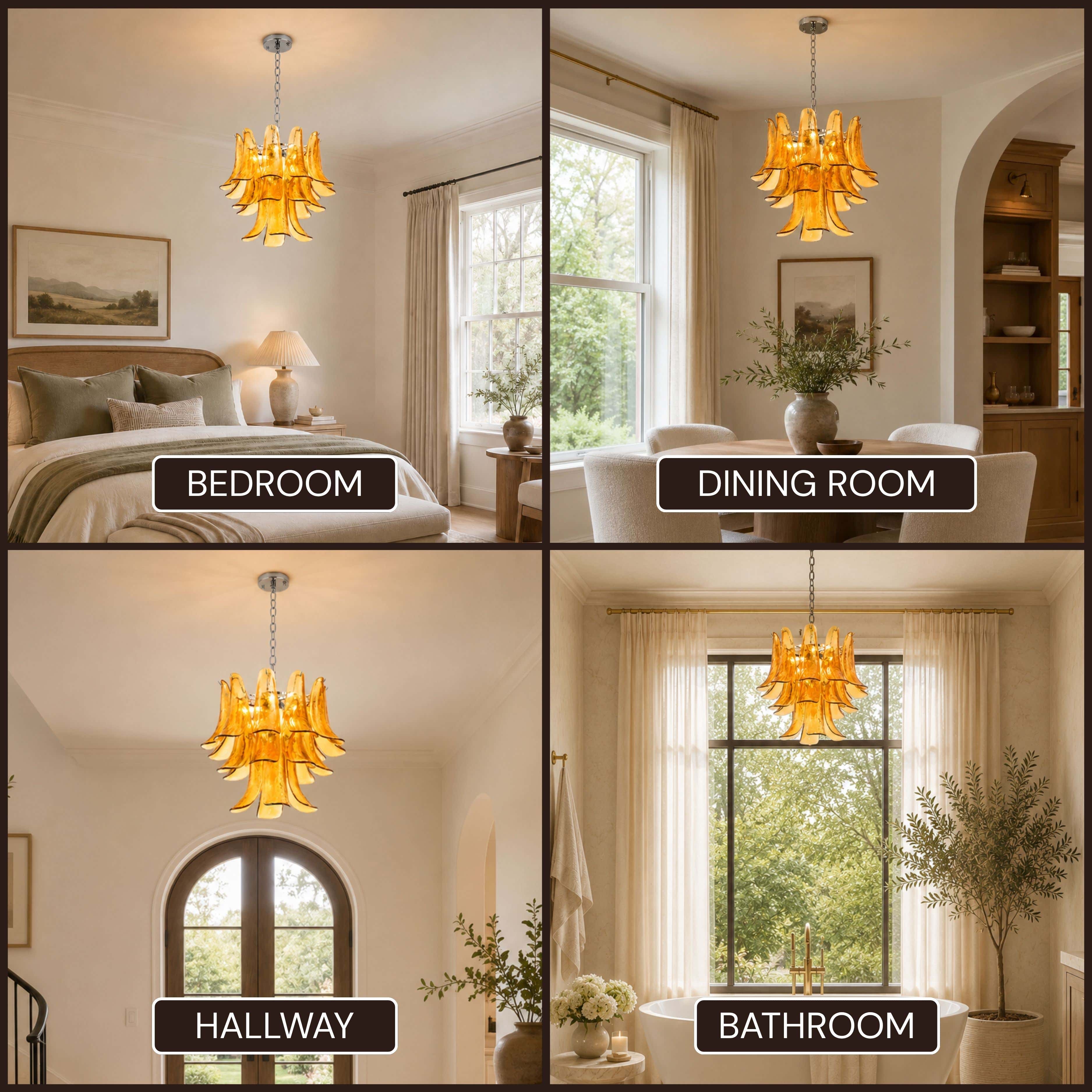 Nivelle Textured Glass Petal Chandelier 19.6"D