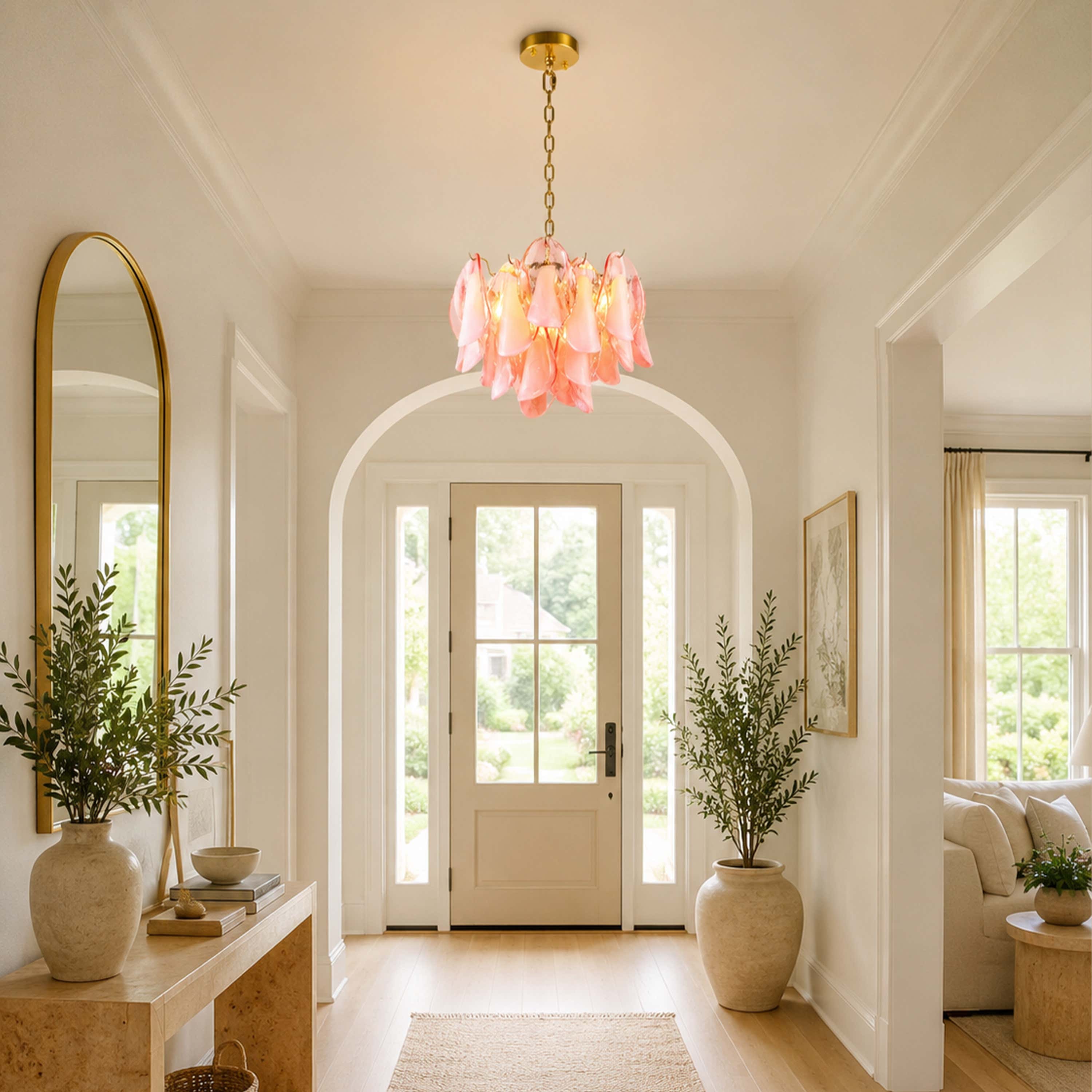 Nivelle Textured Glass Petal Chandelier 19.6"D