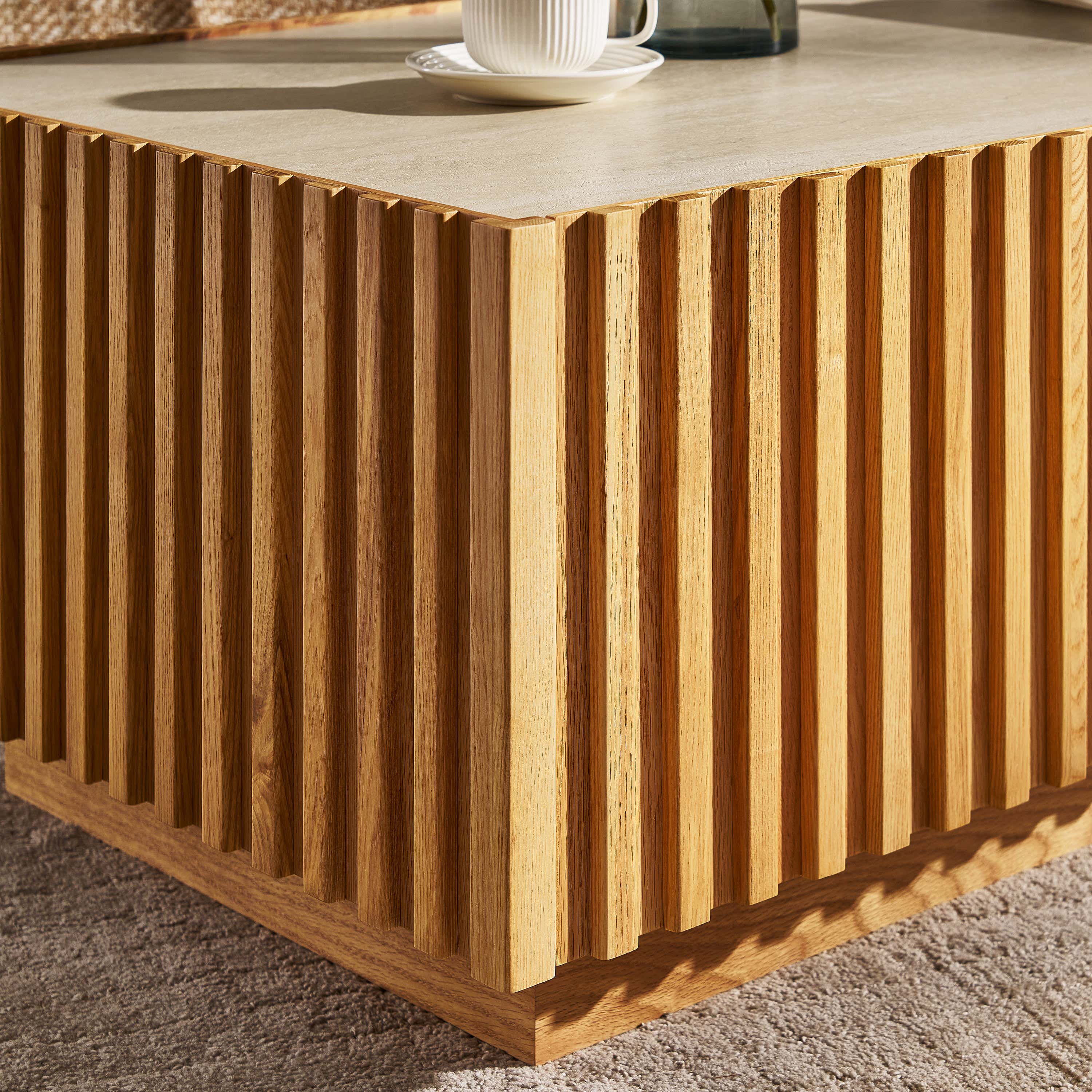 Isla Oak Sintered Stone Rectangle Coffee Table 47"