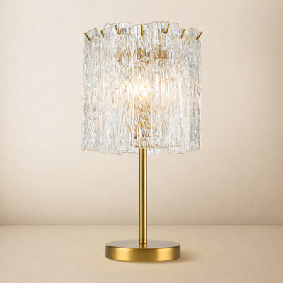 Virelia Textured Glass Drum Table Lamp 10"D 
