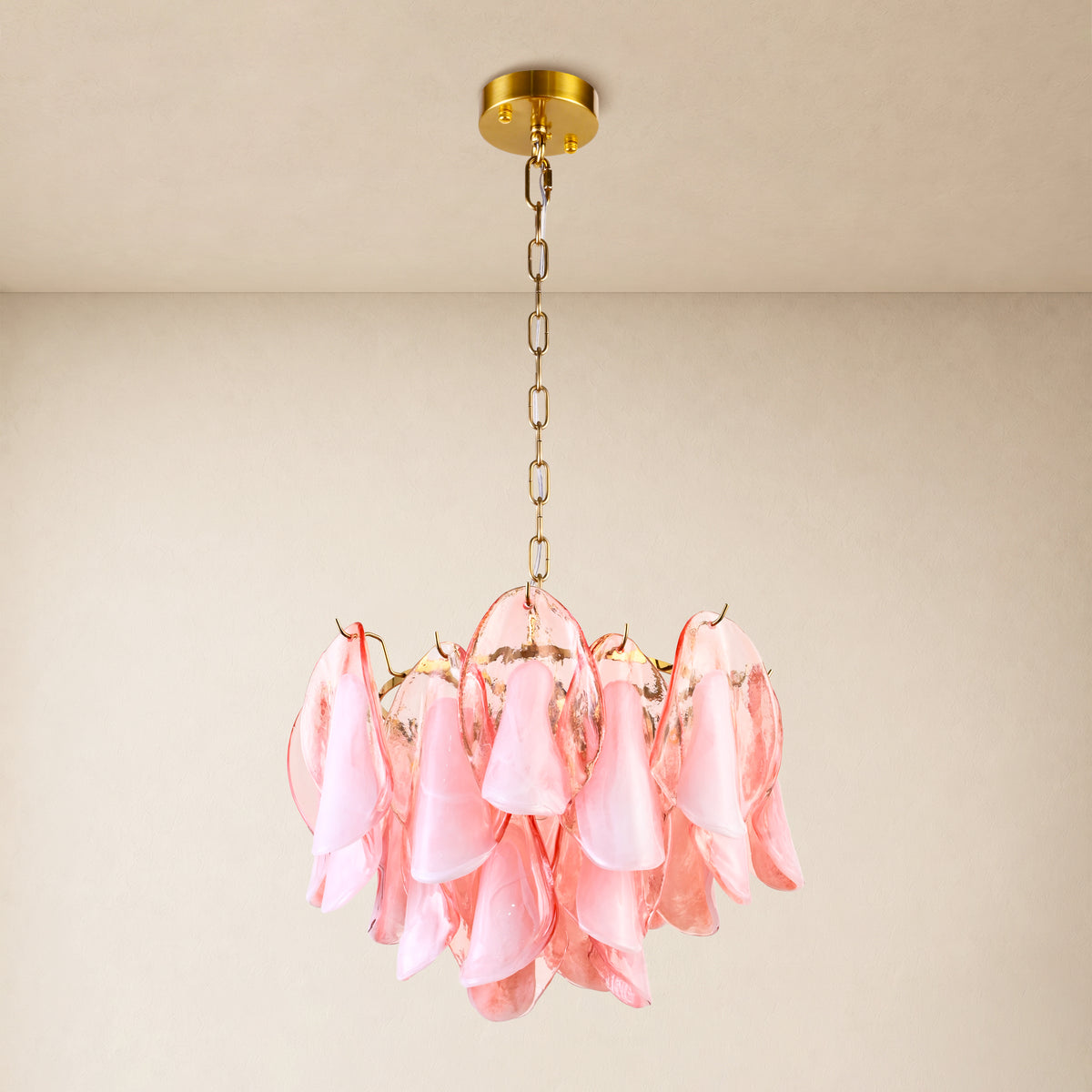 Nivelle Textured Glass Petal Chandelier 19.6"D