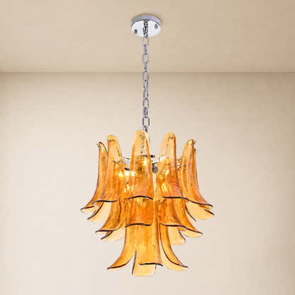 Nivelle Textured Glass Petal Chandelier 19.6"D