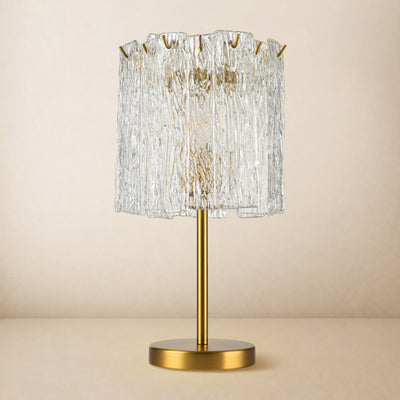 Lucentra Textured Glass Drum Table Lamp 10"D