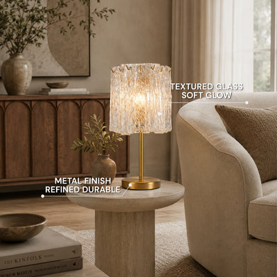 Lucentra Textured Glass Drum Table Lamp 10"D