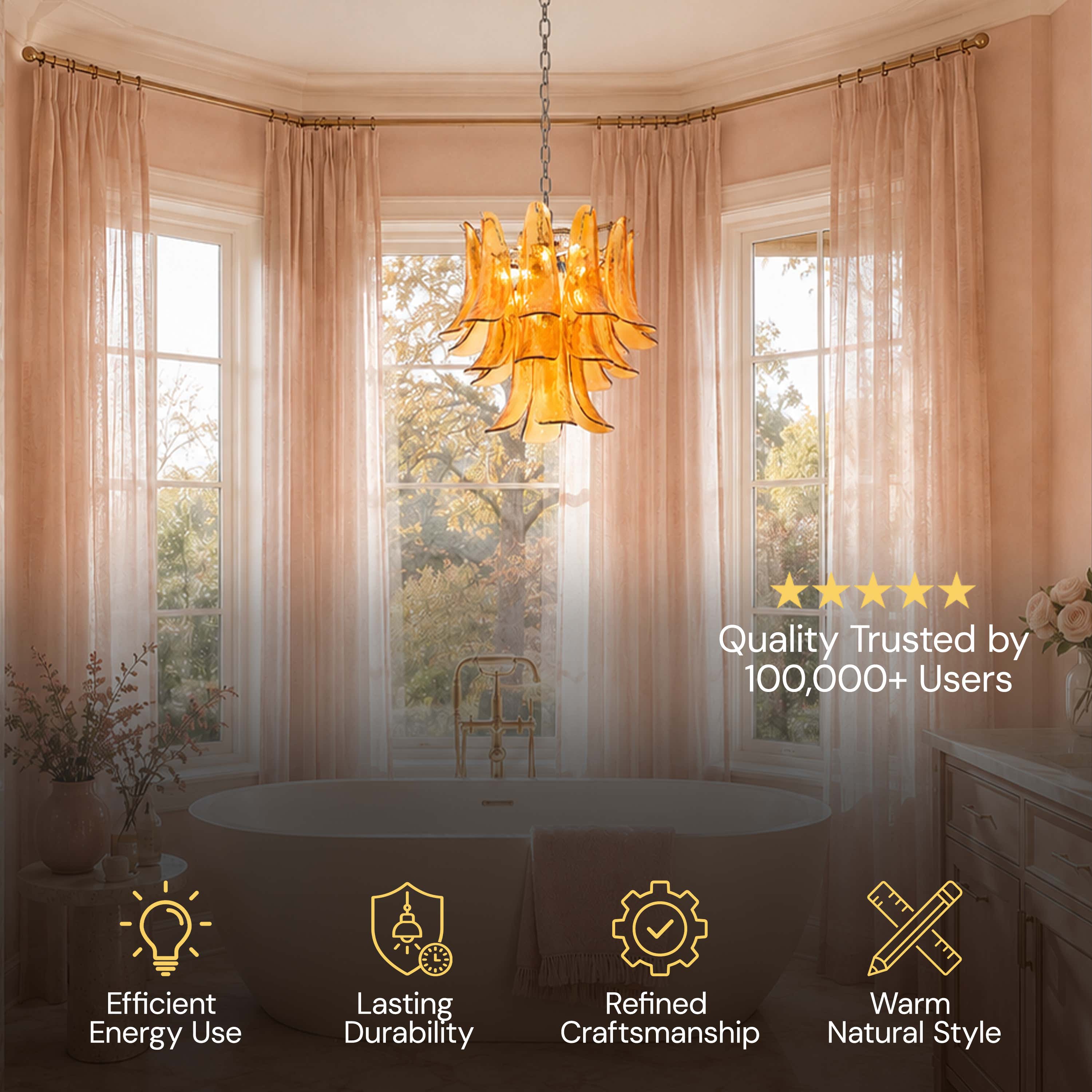 Nivelle Textured Glass Petal Chandelier 19.6"D