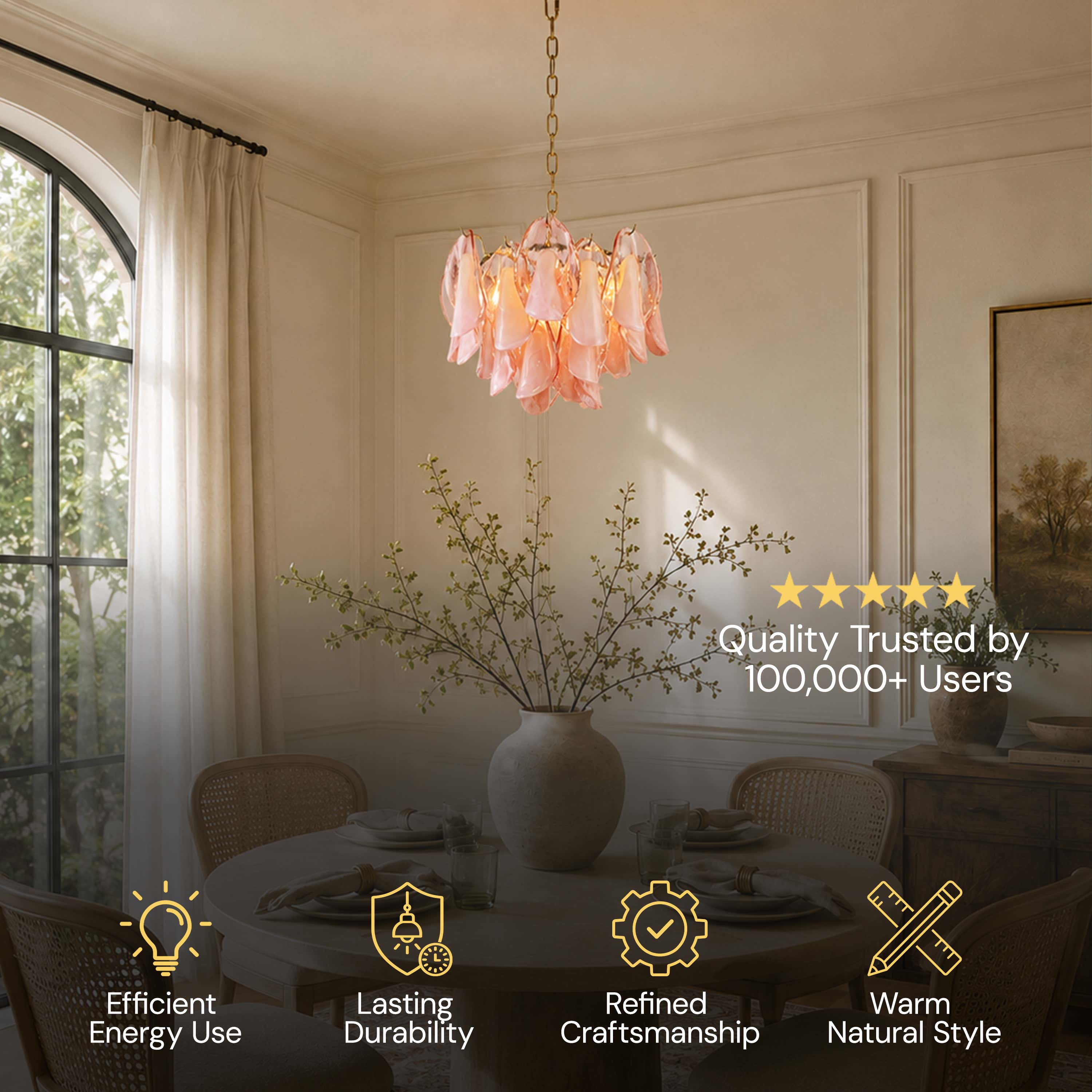 Nivelle Textured Glass Petal Chandelier 19.6"D