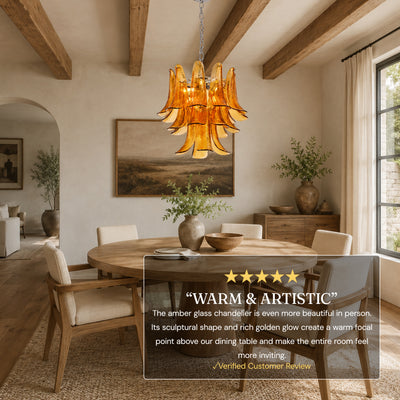 Nivelle Textured Glass Petal Chandelier 19.6"D