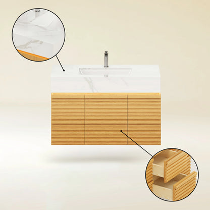 Isla Oak Bathroom Vanity 36"W