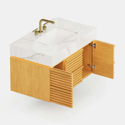 Isla Oak Bathroom Vanity 36"W