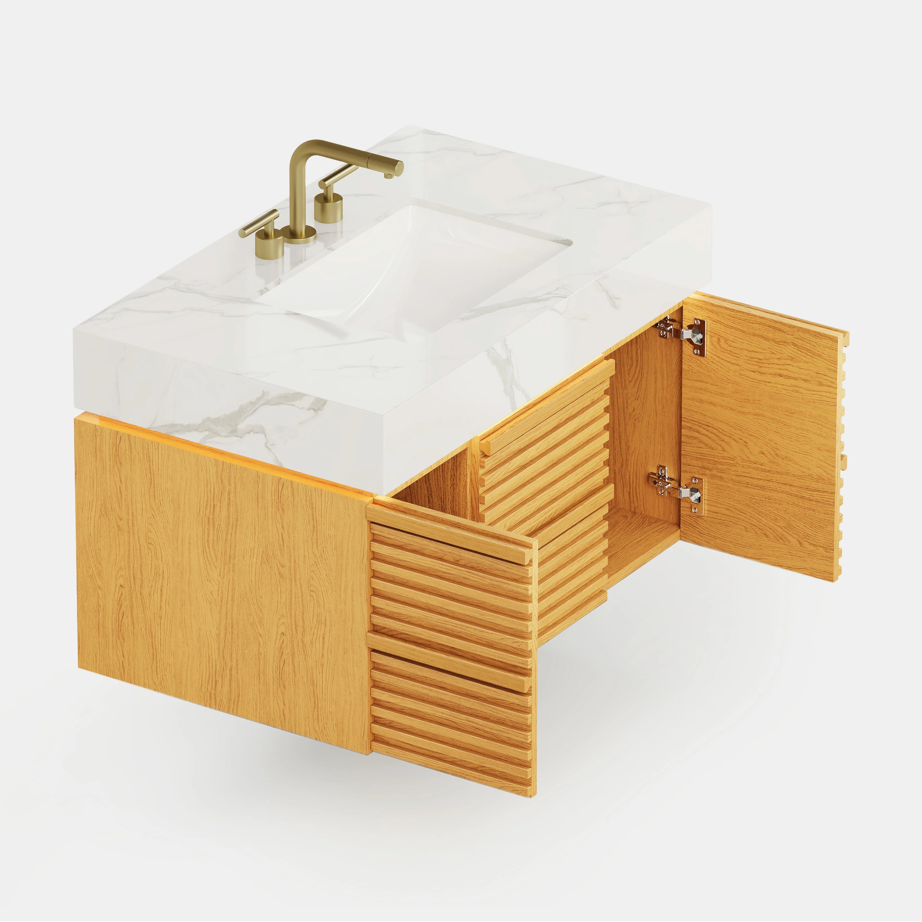 Isla Oak Bathroom Vanity 36"W