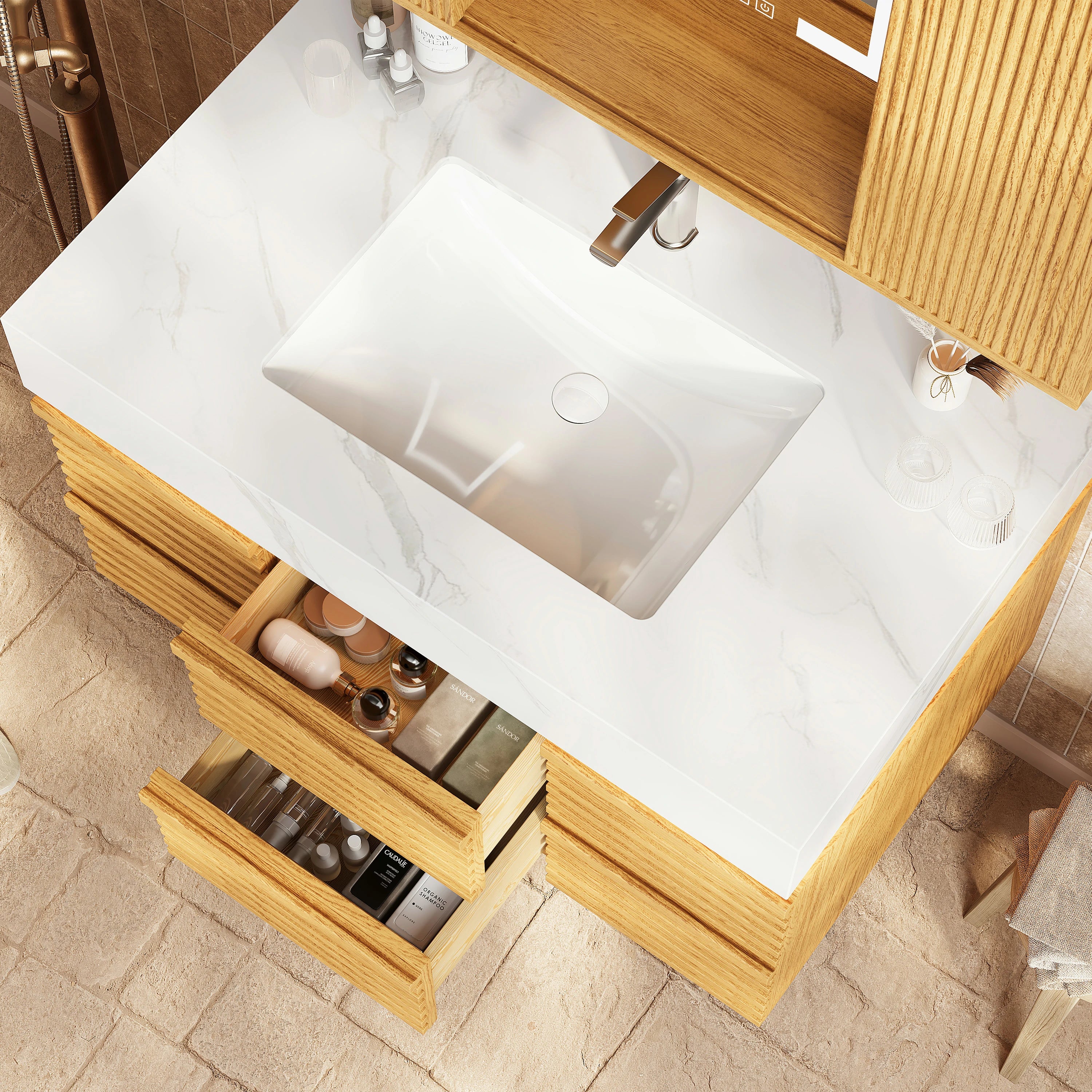 Isla Oak Bathroom Vanity 36"W