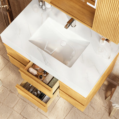 Isla Oak Bathroom Vanity 36"W
