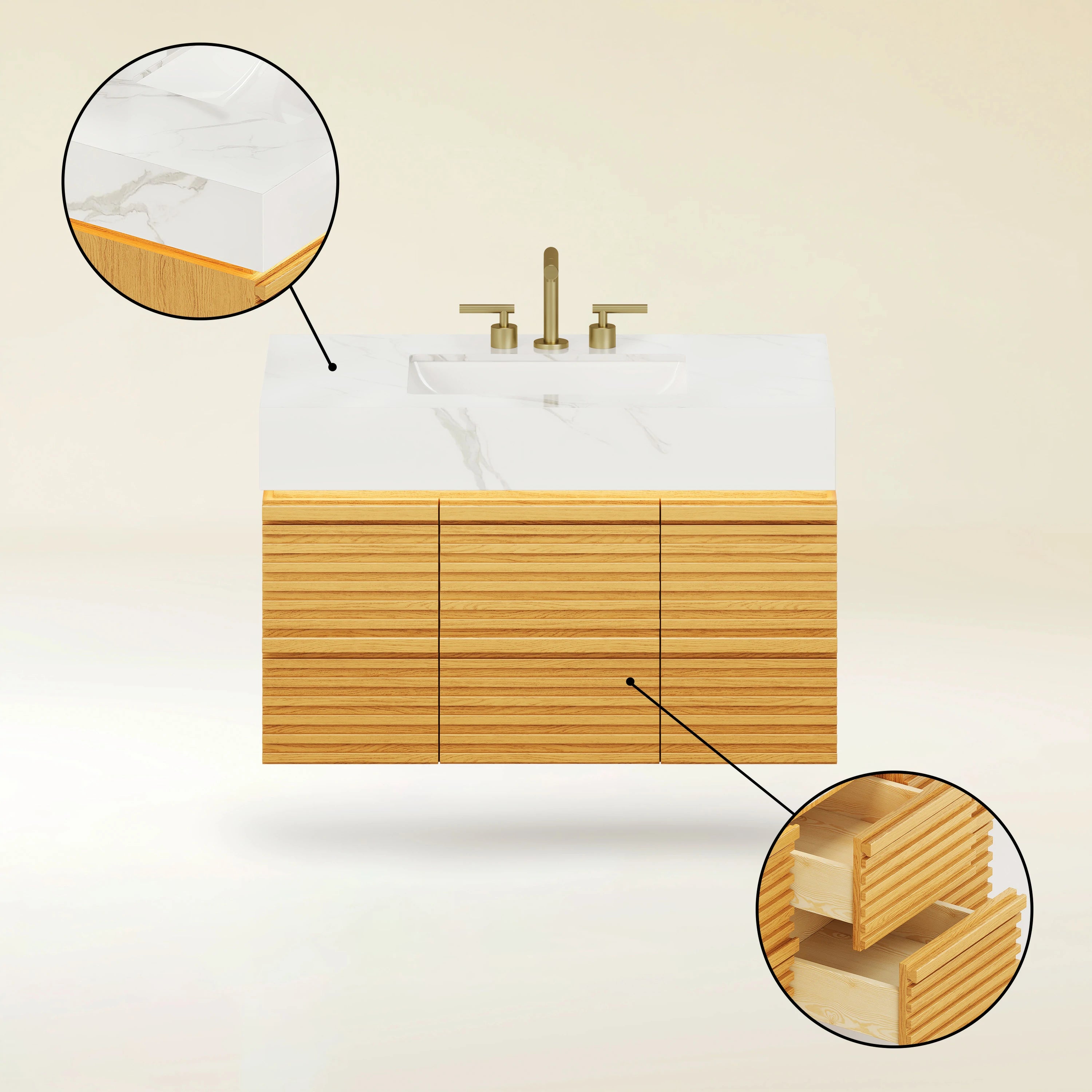 Isla Oak Bathroom Vanity 36"W