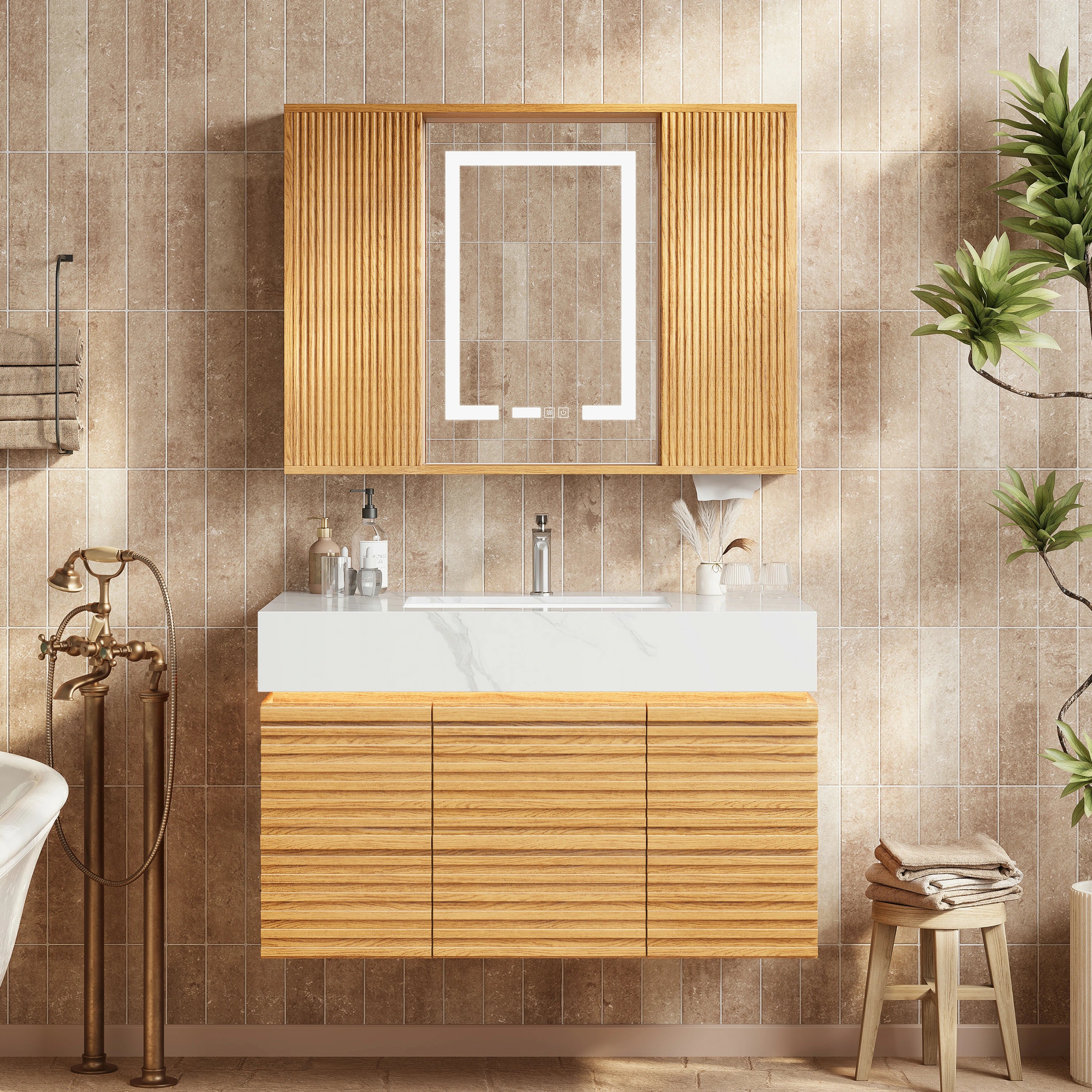 Isla Oak Bathroom Vanity 36"W