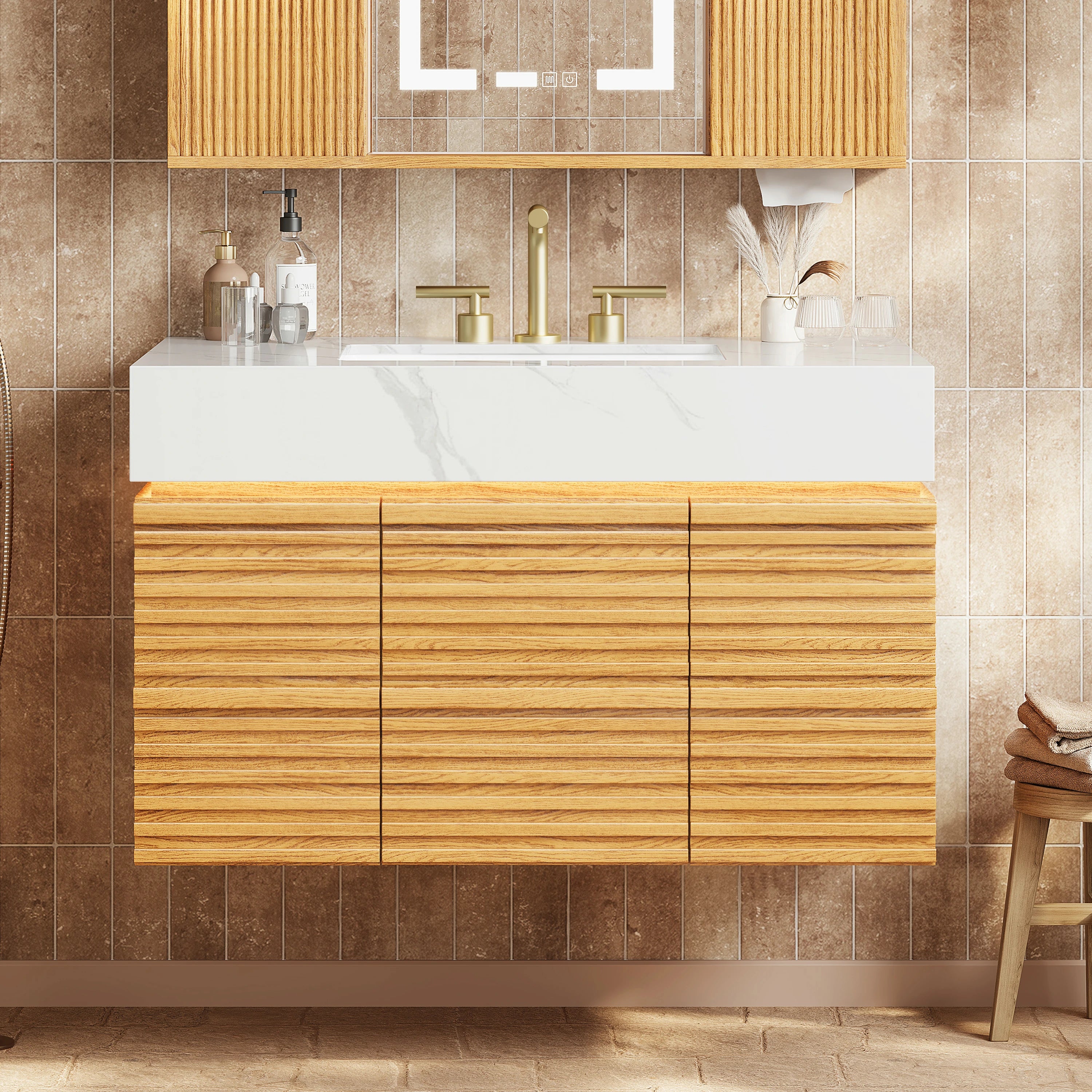 Isla Oak Bathroom Vanity 36"W