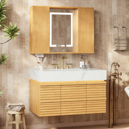 Isla Oak Bathroom Vanity 36"W