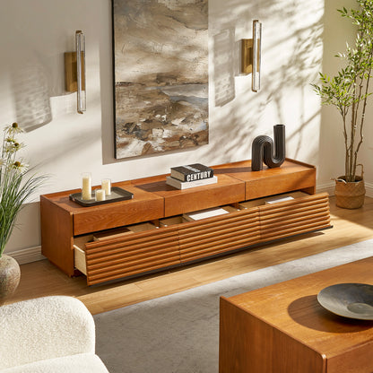 Devon Oak Media Console  And Coffee Table Set