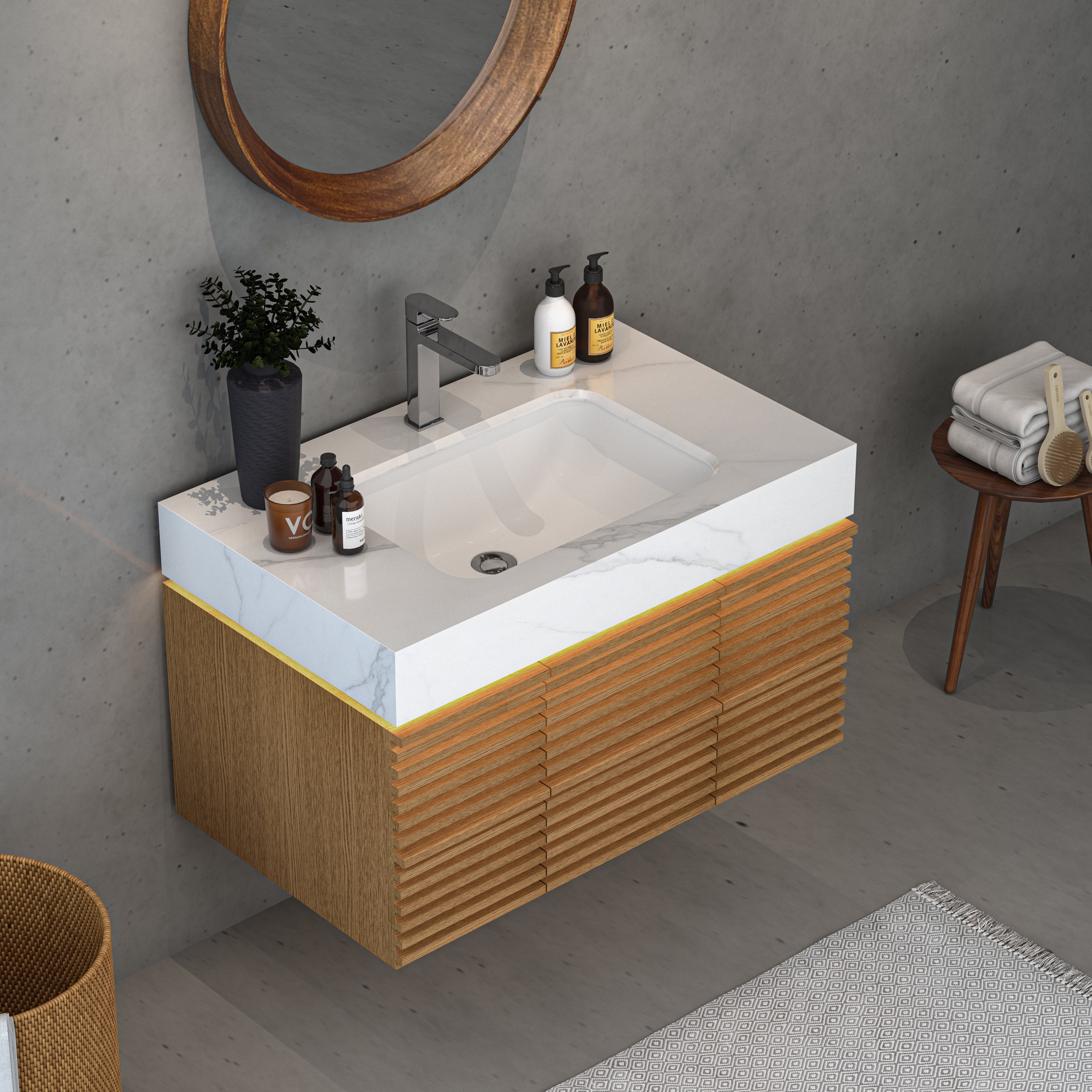 Giona Oak Bathroom Vanity 36"W