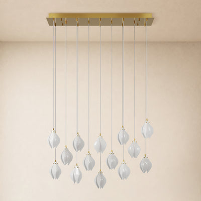 Veylune Ceramic Flower Cluster Rectangular Chandelier 19.7"-60"W 