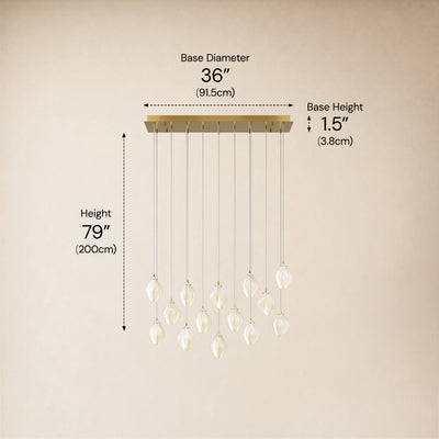 Veylune Ceramic Flower Cluster Rectangular Chandelier 19.7"-60"W 