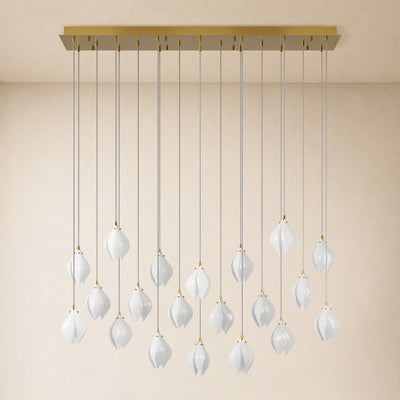 Veylune Ceramic Flower Cluster Rectangular Chandelier 19.7"-60"W 