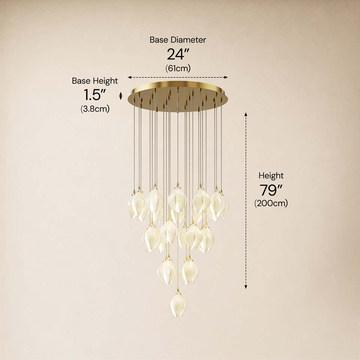 Veylune Ceramic Flower Cluster Chandelier 8"-48"D dimensions 9